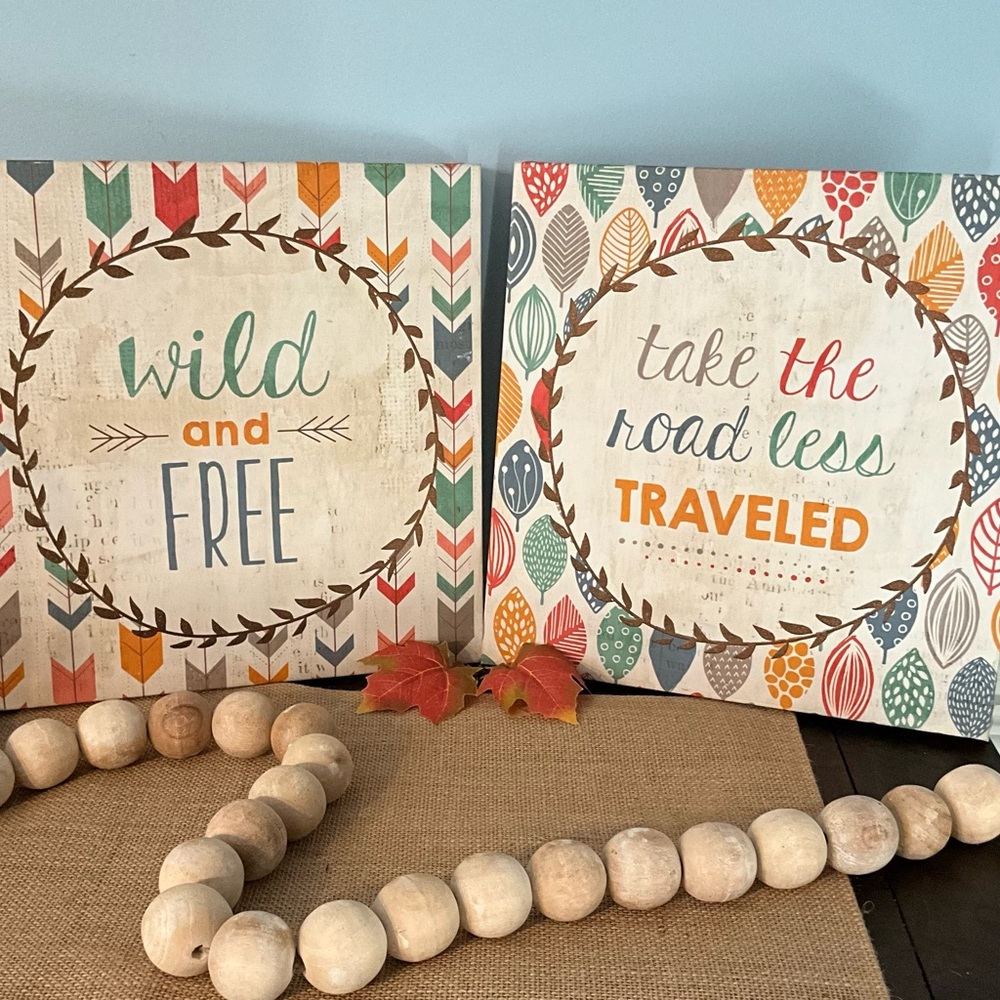 SET: Kirklands Wall Hangings Gypsy Boho Dorm Road Less Feather
